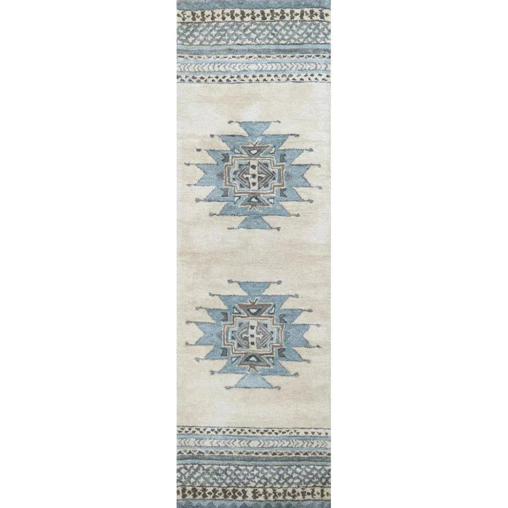 Deme Wool Blue Hallway Kitchen Runner Rug - LOOMLAN - LOOMLAN - Area Rugs