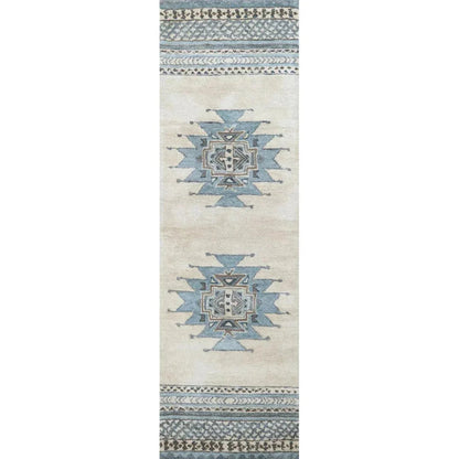 Deme Wool Blue Hallway Kitchen Runner Rug - LOOMLAN - LOOMLAN - Area Rugs