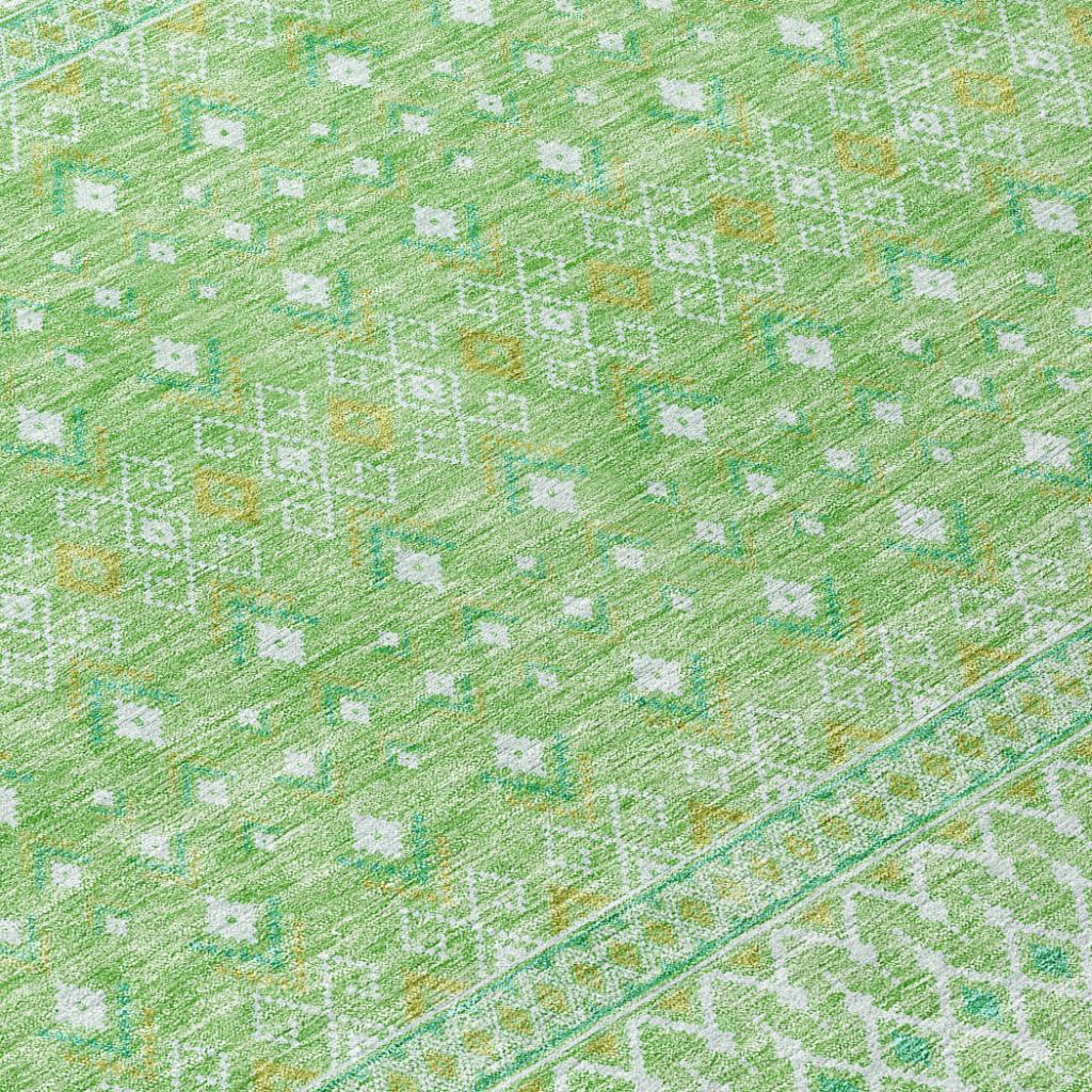 Boho Green Washable Indoor-Outdoor Rug