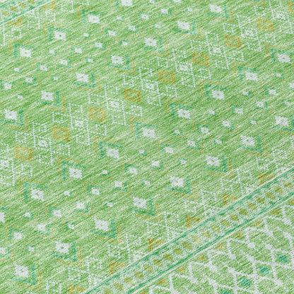 Boho Green Washable Indoor-Outdoor Rug