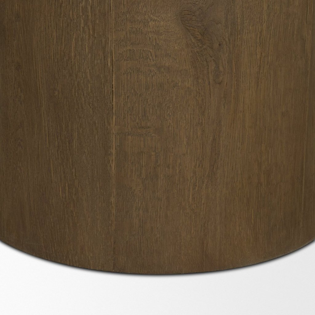 Lyonne 42" Round Medium Brown Oak Wood Pedestal Dining Table -- Medium Brown