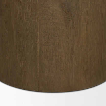 Lyonne 42" Round Medium Brown Oak Wood Pedestal Dining Table -- Medium Brown