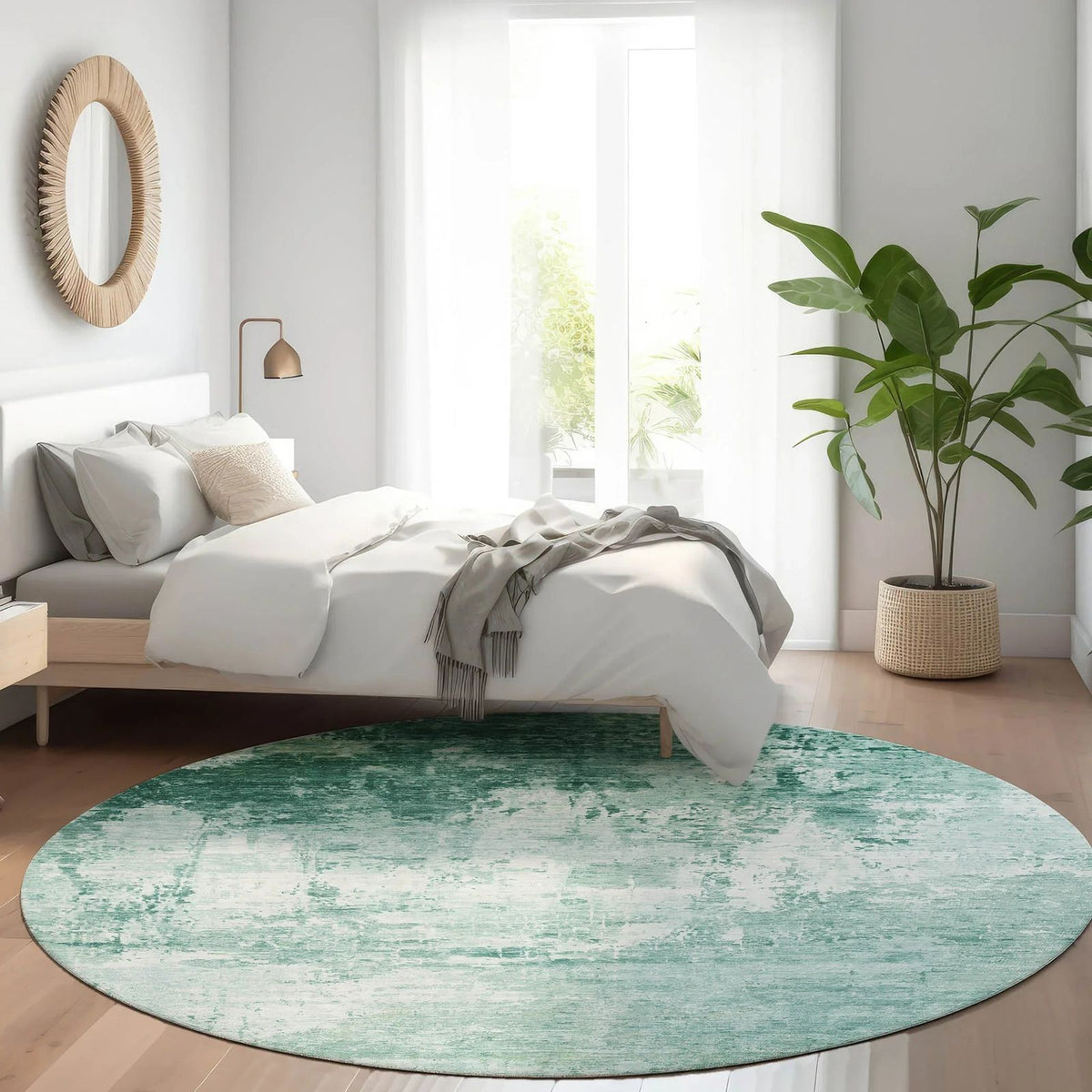Kaelira Teal Washable Indoor-Outdoor Rug