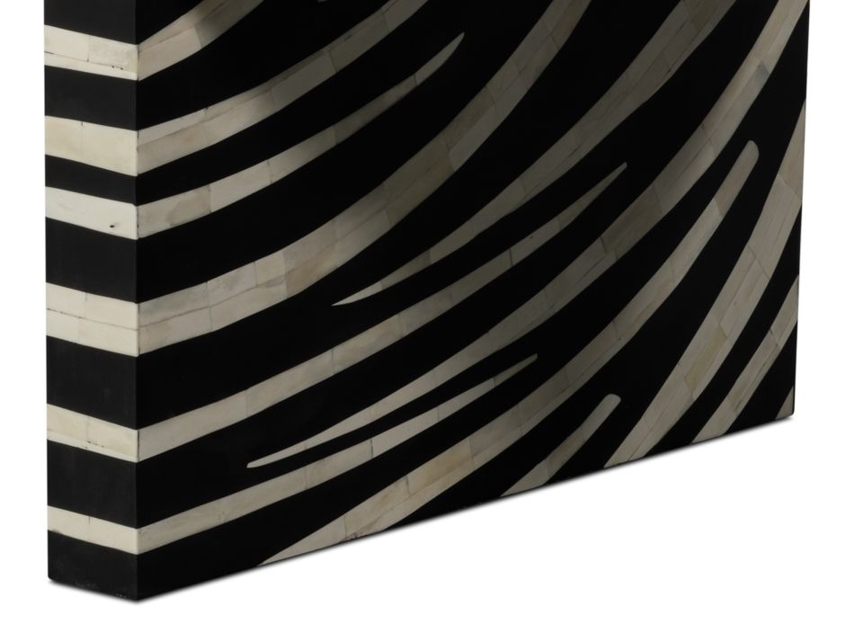 Meridian 51" Bone Inlay Coffee Table -- Black,White