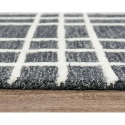 Cees Plaid Gray Living Room Rug - LOOMLAN - LOOMLAN - Area Rugs