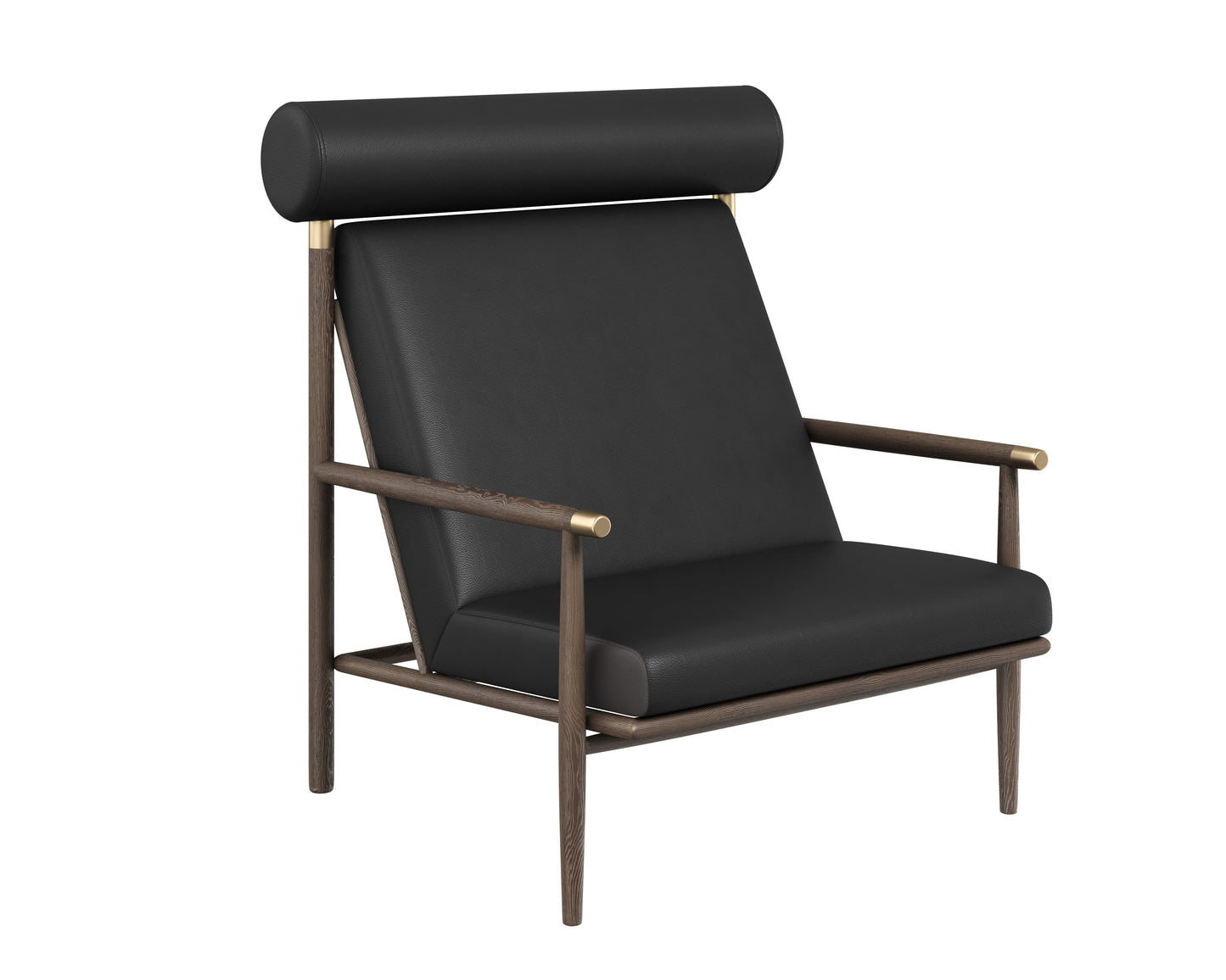 SUNPAN Biko Lounge Chair Black Leather With Solid