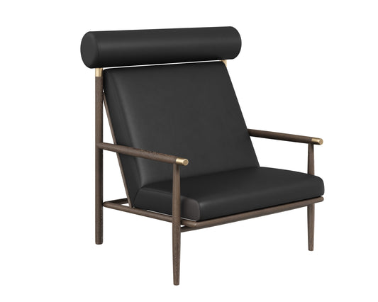 Biko Lounge Chair Black Leather With Solid Oak Frame