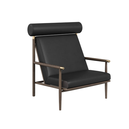 Biko Lounge Chair Black Leather With Solid Oak Frame