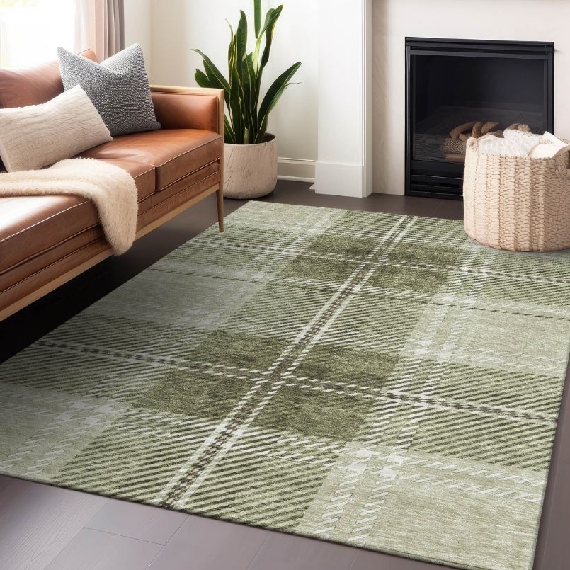Spiral Whispers Aloe Washable Indoor-Outdoor Rug