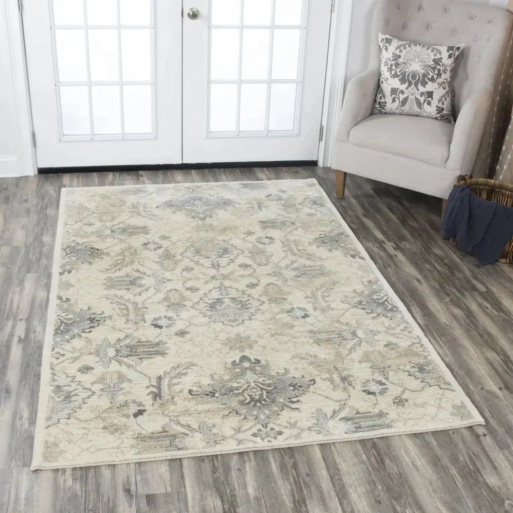Crwt Floral Light Beige Large Area Rugs For Living Room -- beige