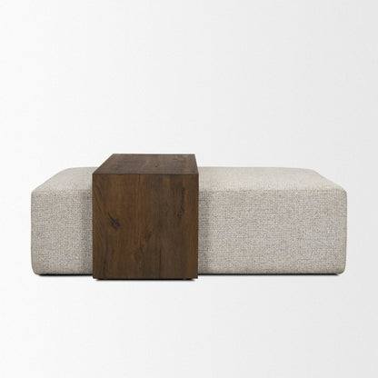 Trayden Gray Fabric Slider-Top Ottoman Coffee Table -- Dark Brown