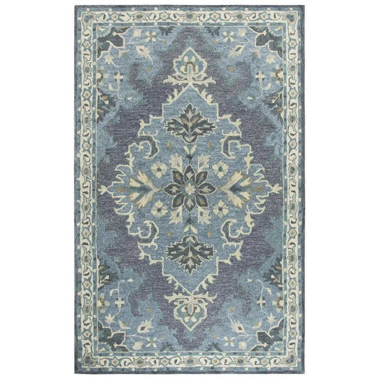 LOOMLAN Awat Central Medallion Dark Gray Large Area Rugs