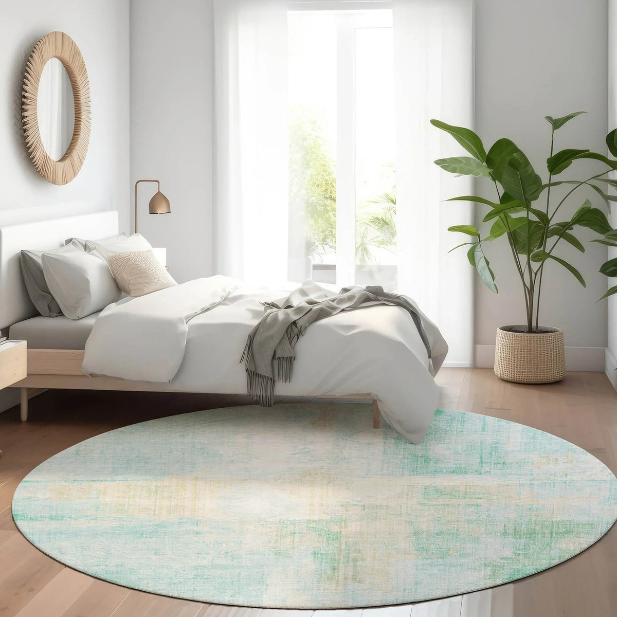 Jaelor Teal Washable Indoor-Outdoor Rug