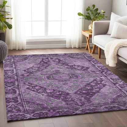 Kaelanor Purple Washable Indoor-Outdoor Rug -- purple