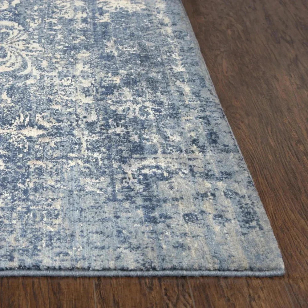 Curn Floral Blue Large Area Rugs For Living Room -- blue