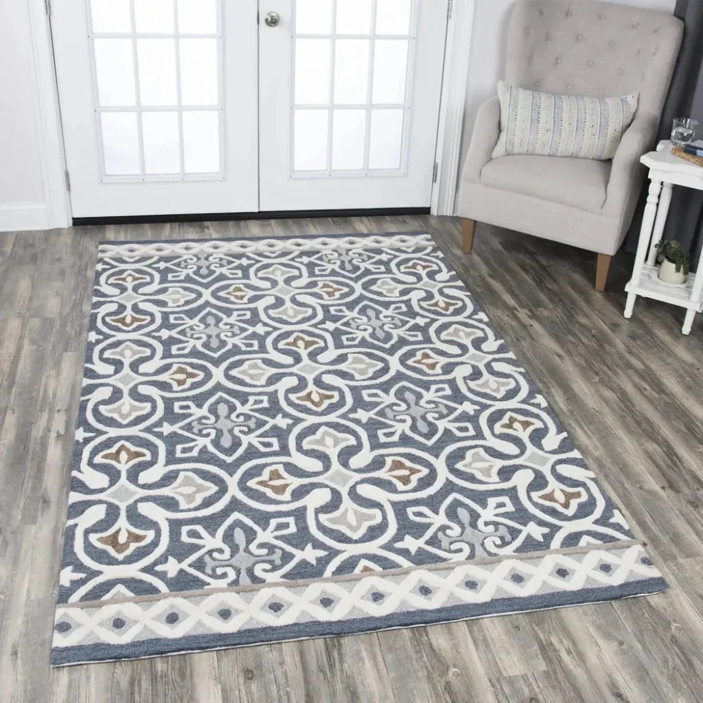 Cara Medallion Gray Large Area Rugs For Living Room -- gray