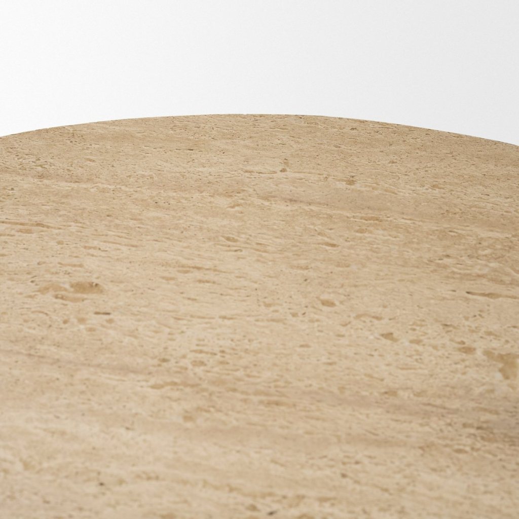 Siena 42" Round Travertine Top Pedestal Dining Table -- Brown