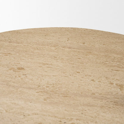 Siena 42" Round Travertine Top Pedestal Dining Table -- Brown