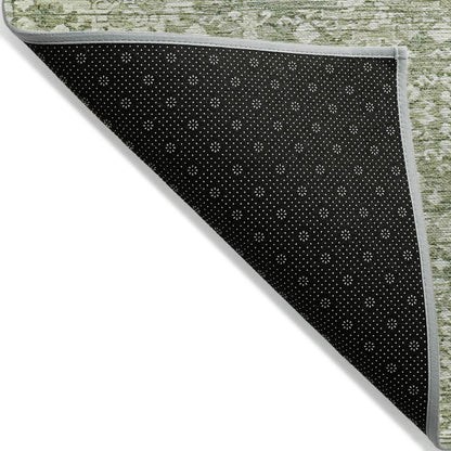 Laearis Green Washable Indoor-Outdoor Rug
