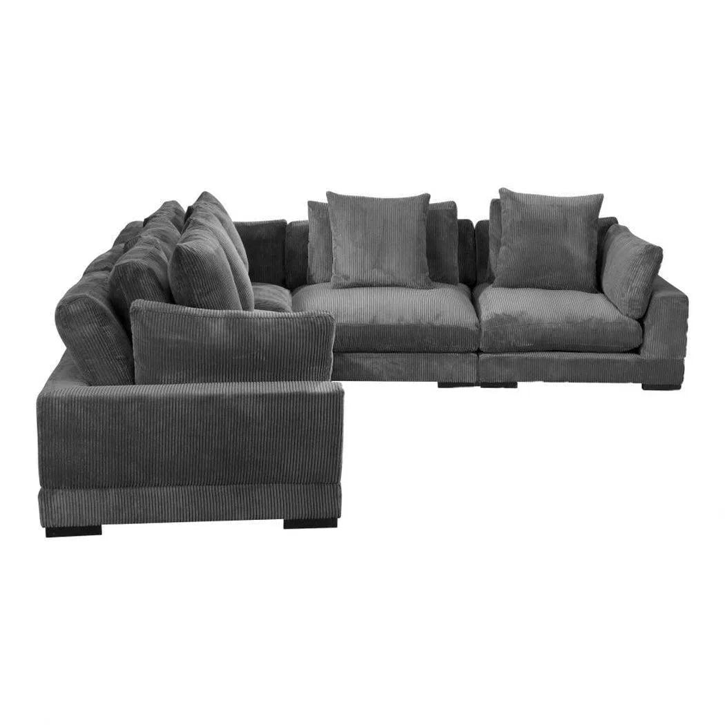 5 PC Grey Corduroy Couch Large Classic Corner Modular Sofa Modular Sofas LOOMLAN By Moe's Home