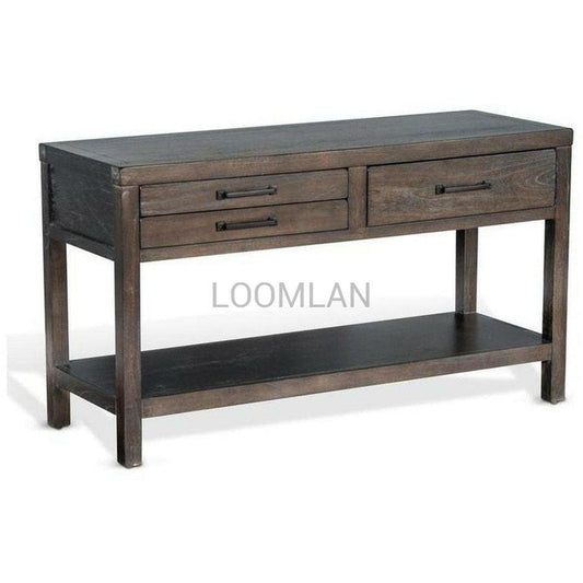 50" Dark Wood Stain Console Table With 3 Drawers Storage Shelf Console Tables Sideboards and Things By Sunny D