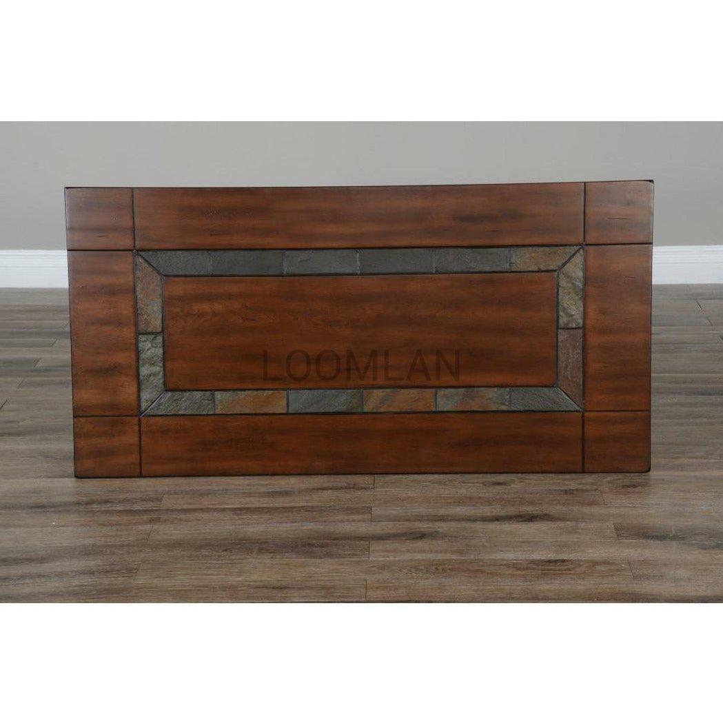 50" Dark Wood Stain Slate Cocktail Coffee Table 1 Storage Shelf Coffee Tables Sideboards and Things By Sunny D