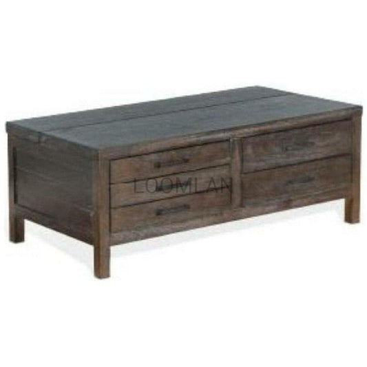 50" Rectangular Distressed Wood Vintaged Coffee Table 5 Drawers Coffee Tables Sideboards and Things By Sunny D