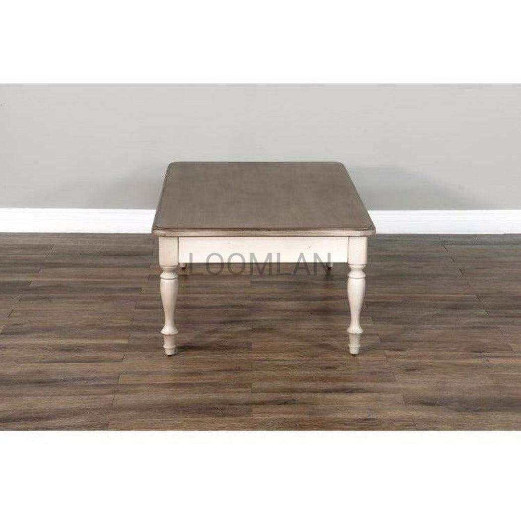 50" Rectangular Off-White Vintaged Cocktail Coffee Table Coffee Tables Sideboards and Things By Sunny D