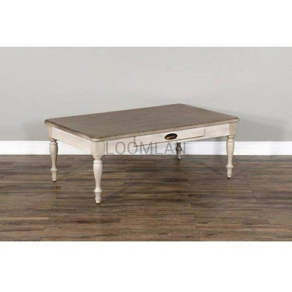 50" Rectangular Off-White Vintaged Cocktail Coffee Table Coffee Tables Sideboards and Things By Sunny D