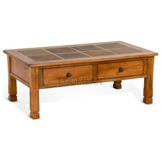 50" Rectangular Rustic Coffee Table Slate 2 Storage Drawers Coffee Tables Sideboards and Things By Sunny D