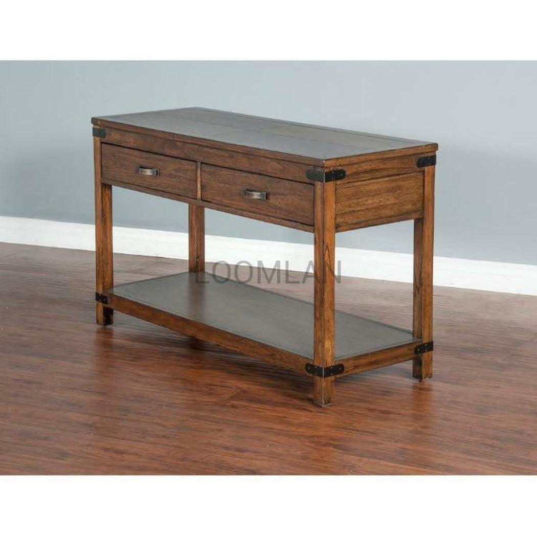 50" Rustic Wood Accent Sofa Console Table Storage Shelf 2 Drawers Console Tables Sideboards and Things By Sunny D