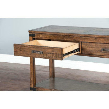 50" Rustic Wood Accent Sofa Console Table Storage Shelf 2 Drawers Console Tables Sideboards and Things By Sunny D