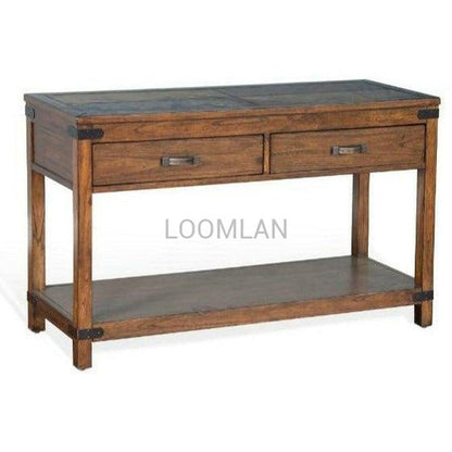 50" Rustic Wood Accent Sofa Console Table Storage Shelf 2 Drawers Console Tables Sideboards and Things By Sunny D