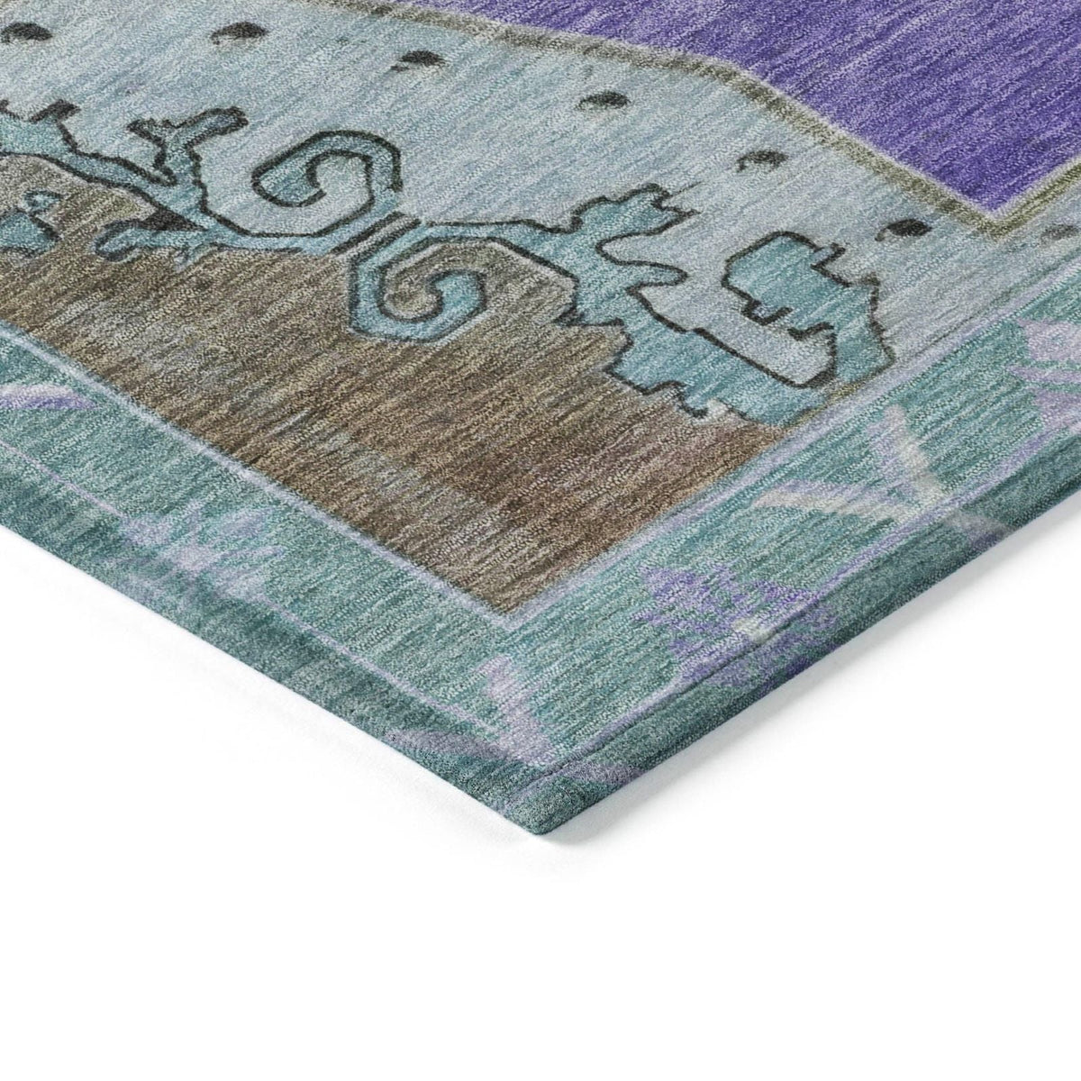 Haelion Purple Washable Indoor-Outdoor Rug