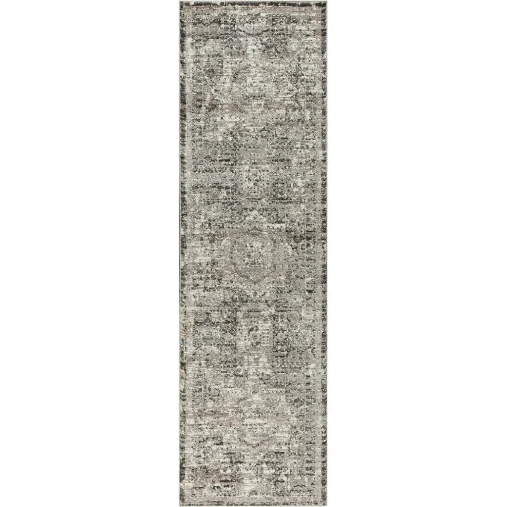 Dach Central Medallion Gray Kitchen Hallway Runner Rug