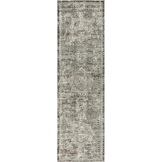 Dach Central Medallion Gray Kitchen Hallway Runner Rug