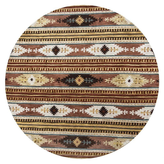 Deni Rust Round Area Rugs For Dining Room