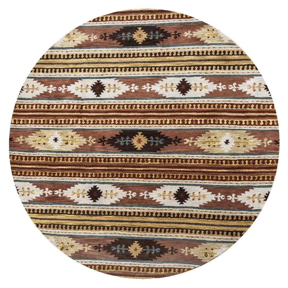 Deni Rust Round Area Rugs For Dining Room - LOOMLAN - LOOMLAN - Area Rugs