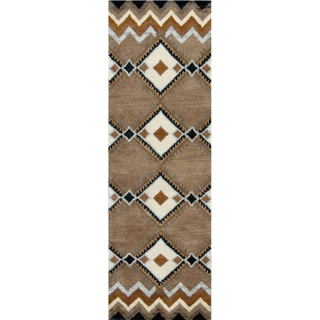 Cyta Wool Brown Hallway Kitchen Runner Rug