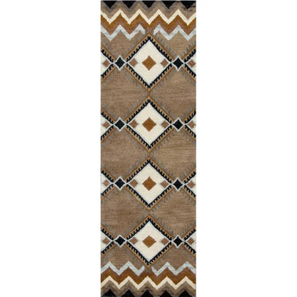 Cyta Wool Brown Hallway Kitchen Runner Rug