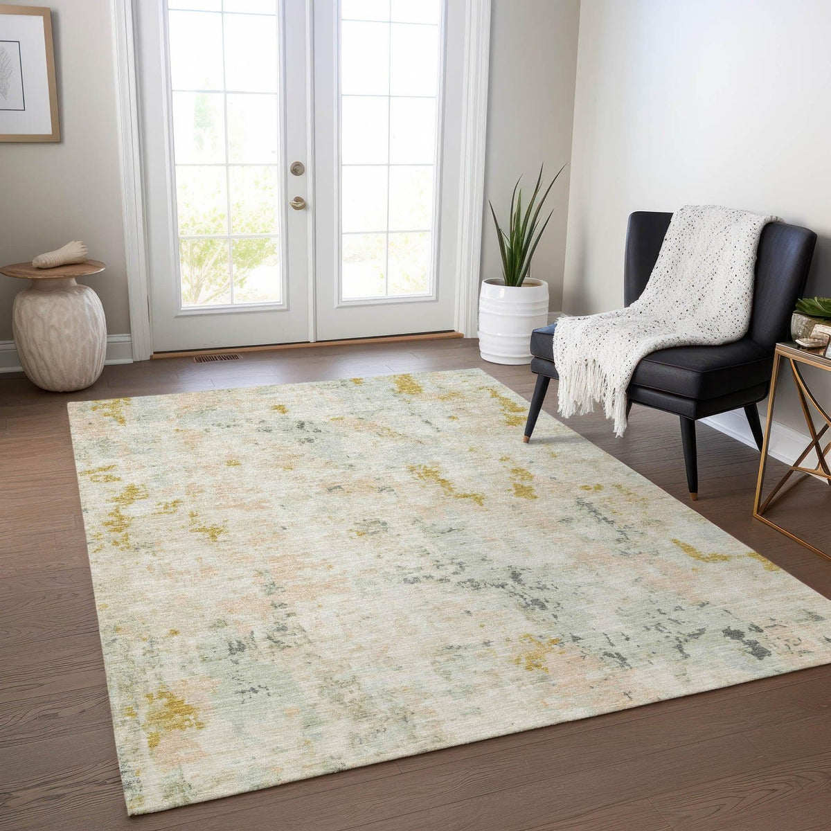 Jaelaris Brown Washable Indoor-Outdoor Rug -- brown
