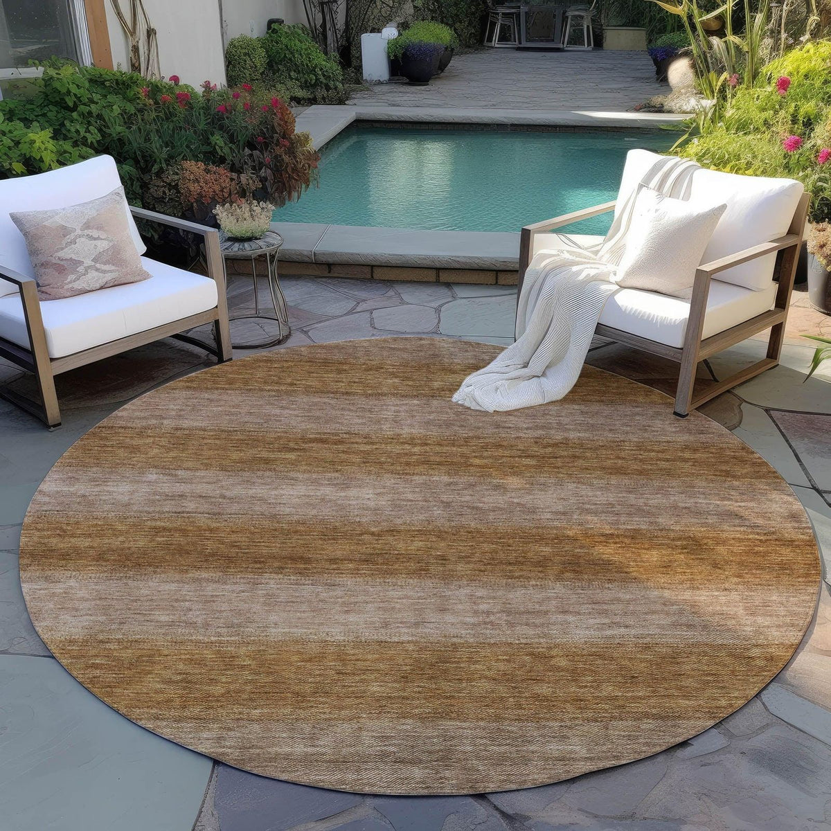 Haelius Brown Washable Indoor-Outdoor Rug
