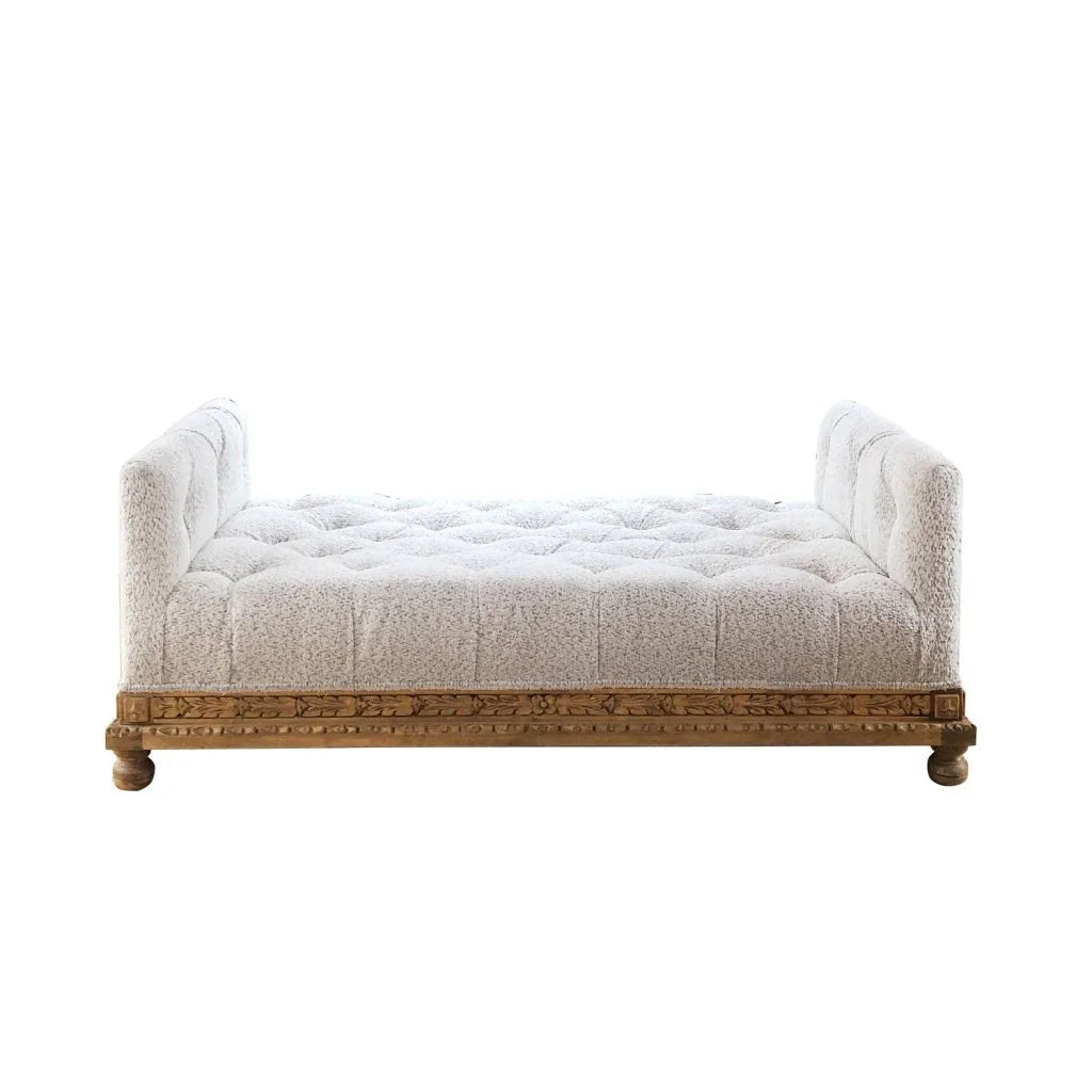 Ava Elegant Design White Fabric Chaise -- view 2