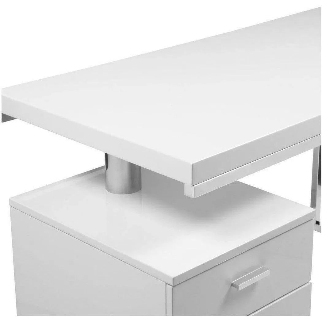 51 Inch White Modern Executive Desk Home Office Desks LOOMLAN By Moe's Home