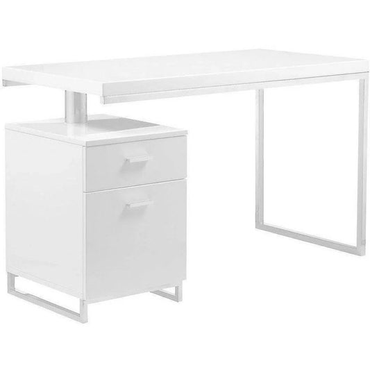 51 Inch White Modern Executive Desk Home Office Desks LOOMLAN By Moe's Home