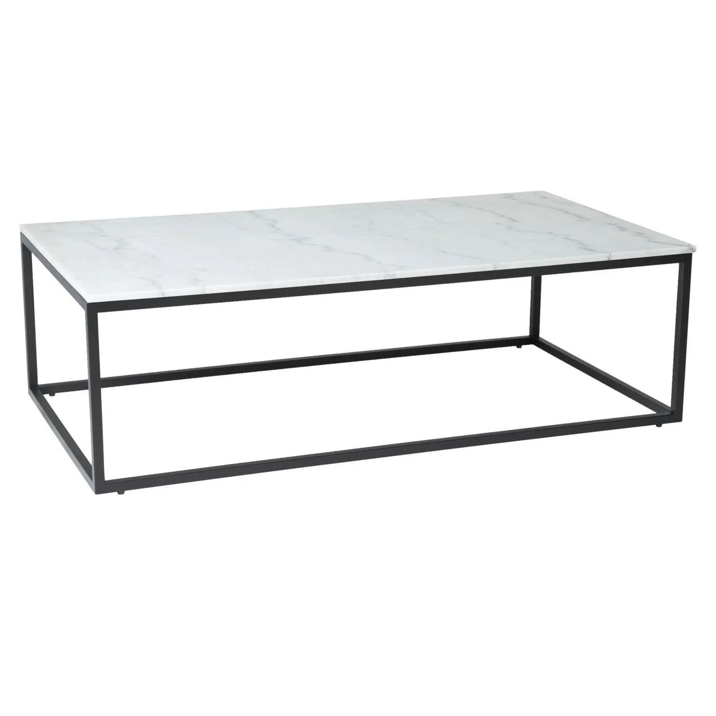 51" White Rectangle Coffee Table Marble Top With Metal Base Coffee Tables LOOMLAN By LHIMPORTS