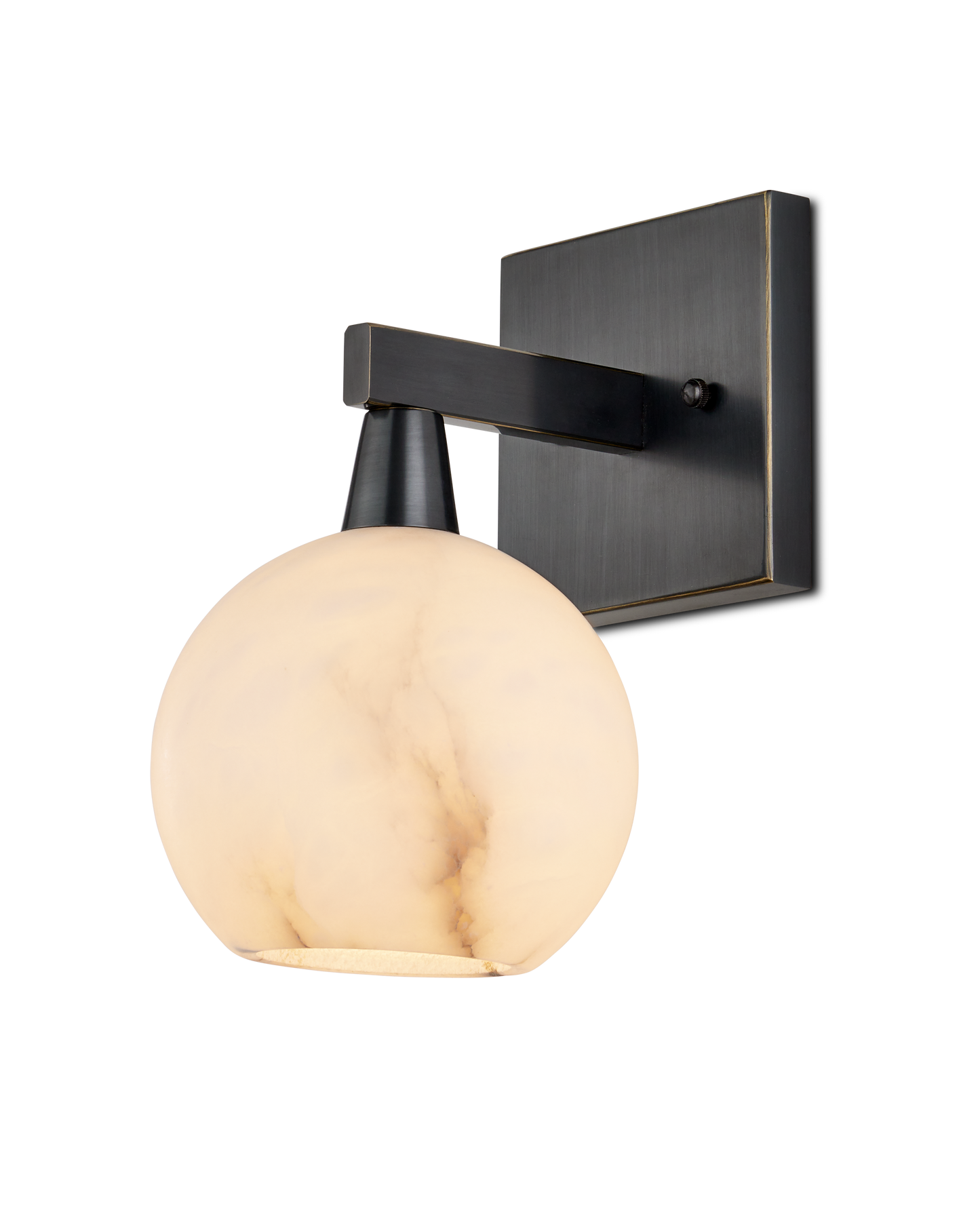 Bombelles Metal and Alabaster Black Bath Wall Sconce