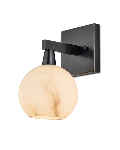 Bombelles Metal and Alabaster Black Bath Wall Sconce