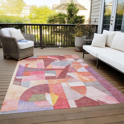 Jaelira Orange Washable Indoor-Outdoor Rug