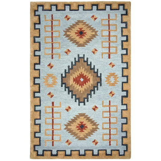 LOOMLAN Barn Tribal Light Blue Large Area Rugs